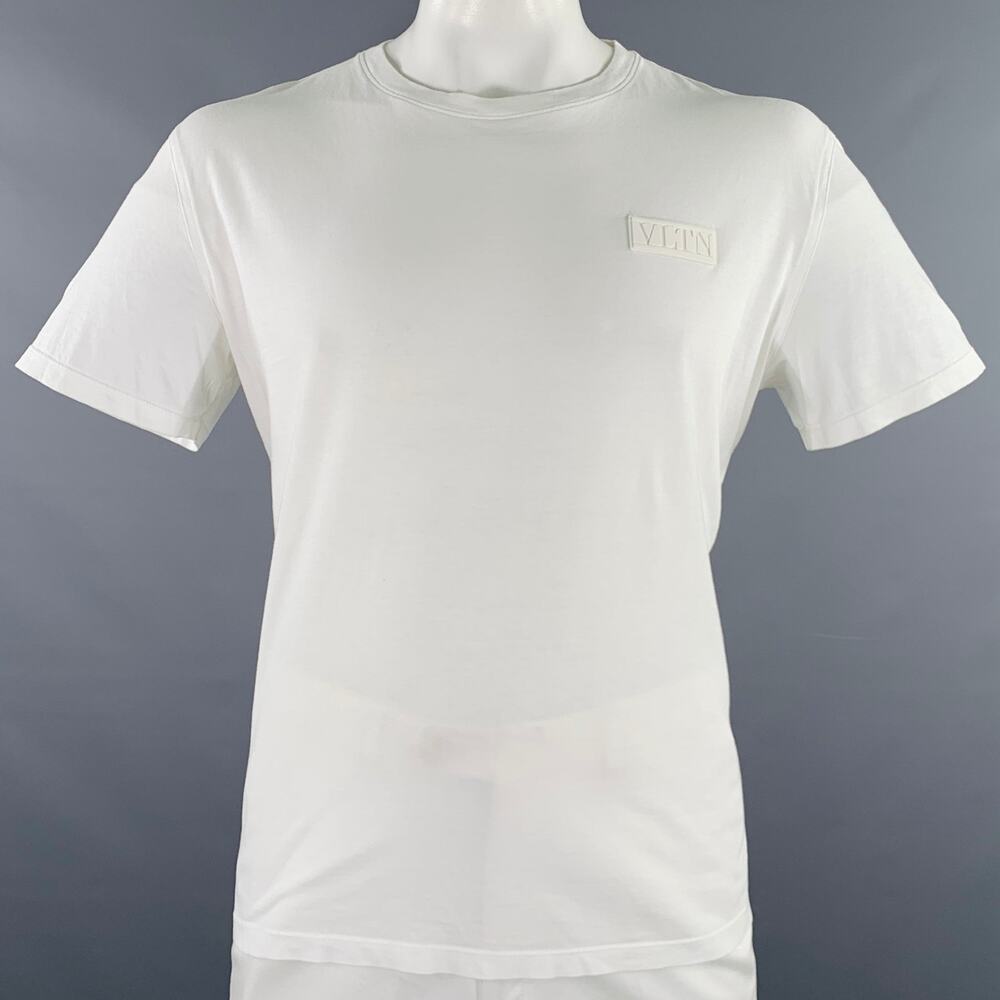 VALENTINO Size XL White Cotton Crew Neck T-shirt